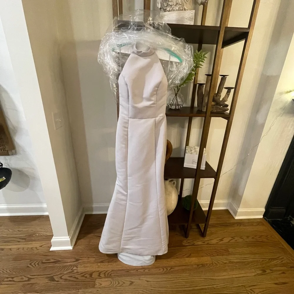 Amsale Austin Platinum Faille Bridesmaid Dress - Picture 2 of 6